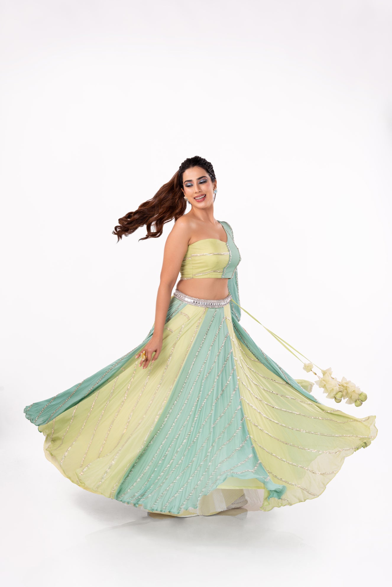 Pastel Blue-Green Lehenga Set