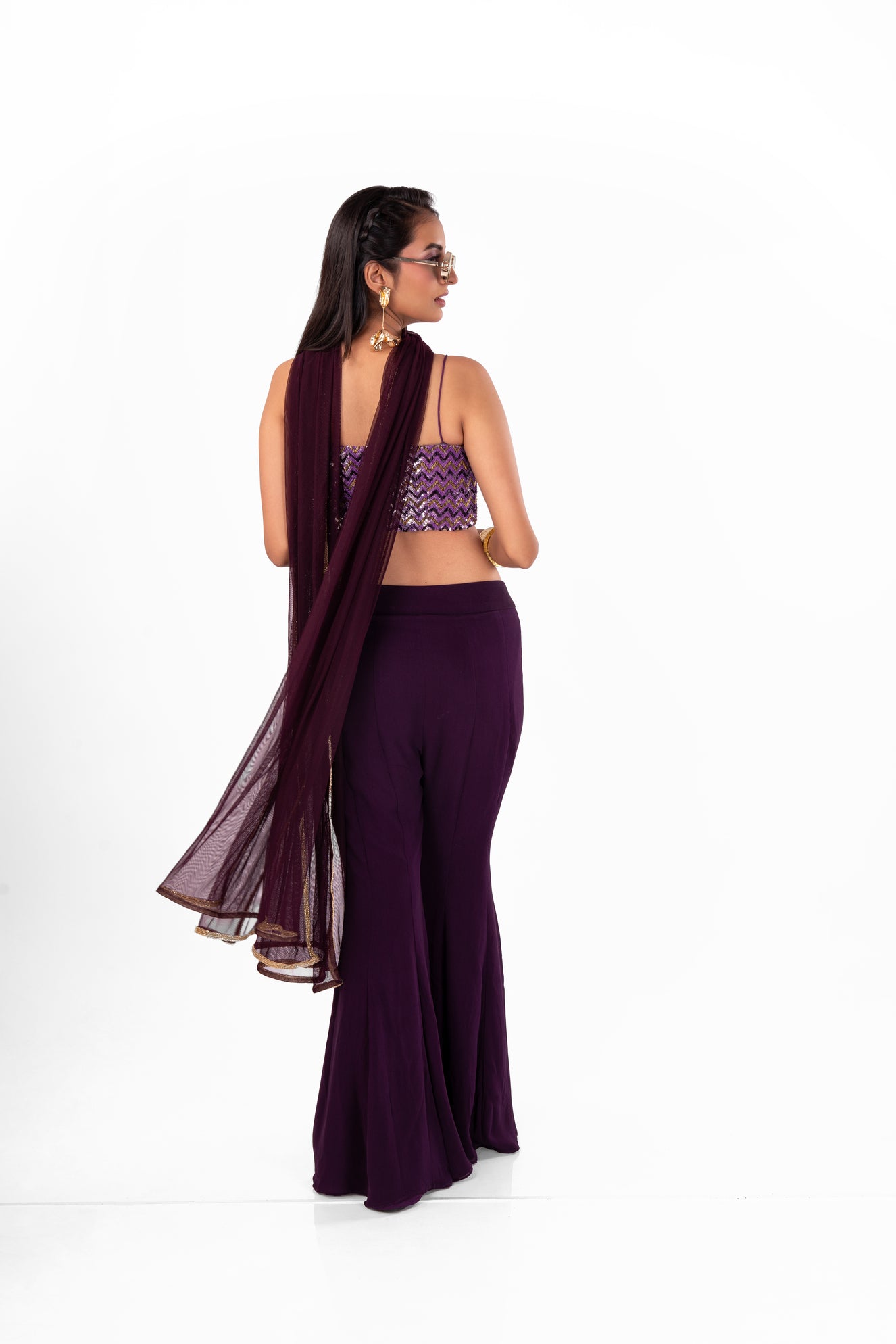 Bootcut Wine Palazzo Set