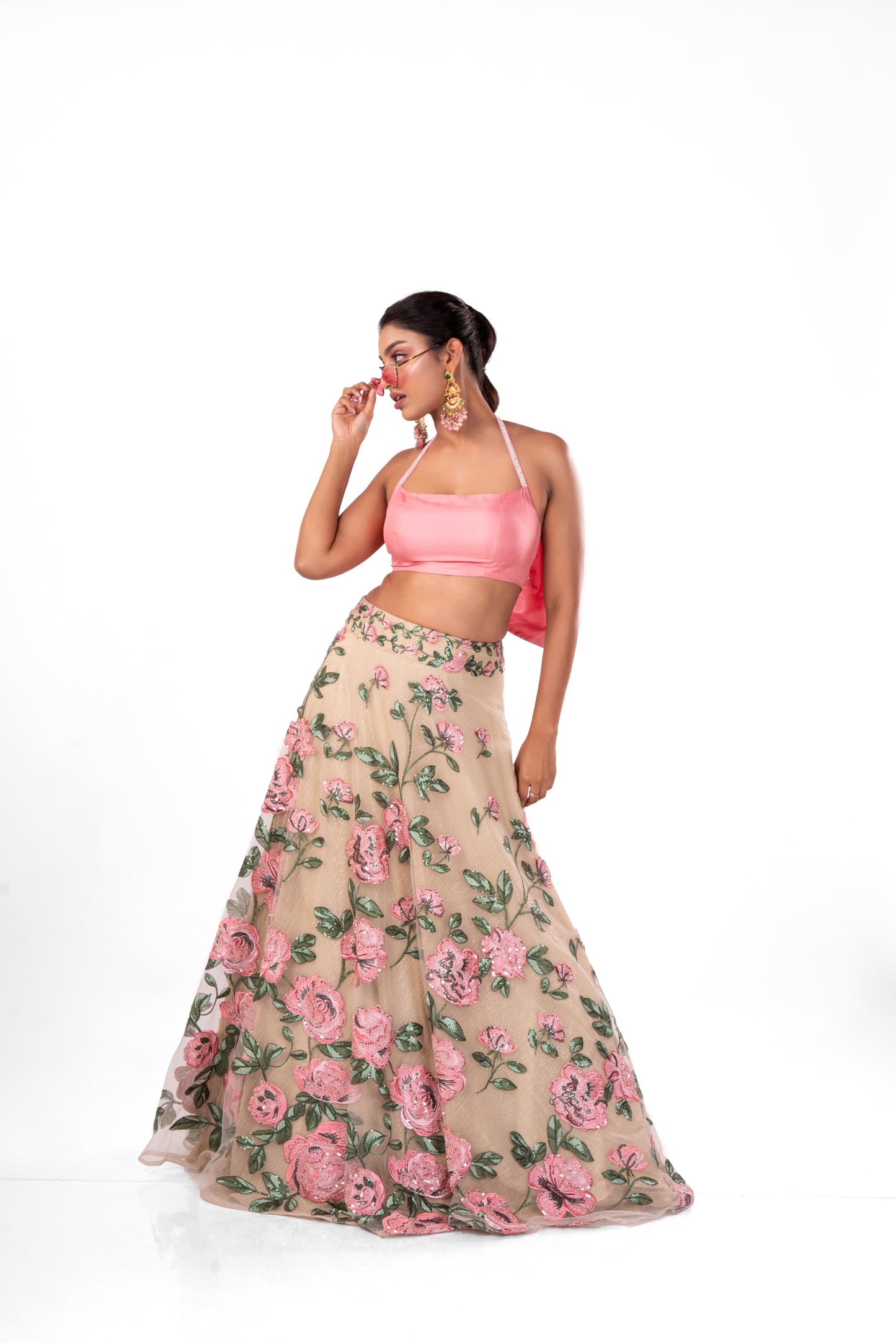 Floral Pink Lehenga Set