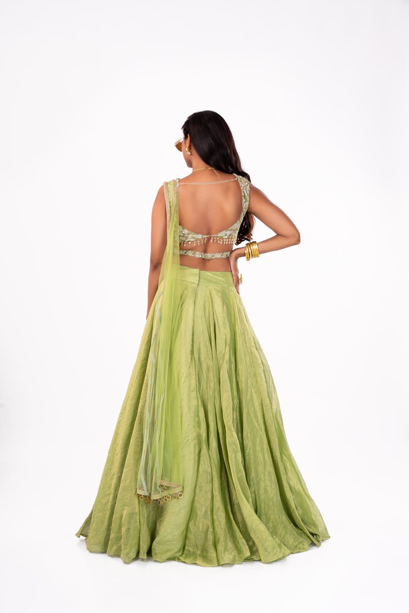 Banarasi Pastel Green Lehenga Set