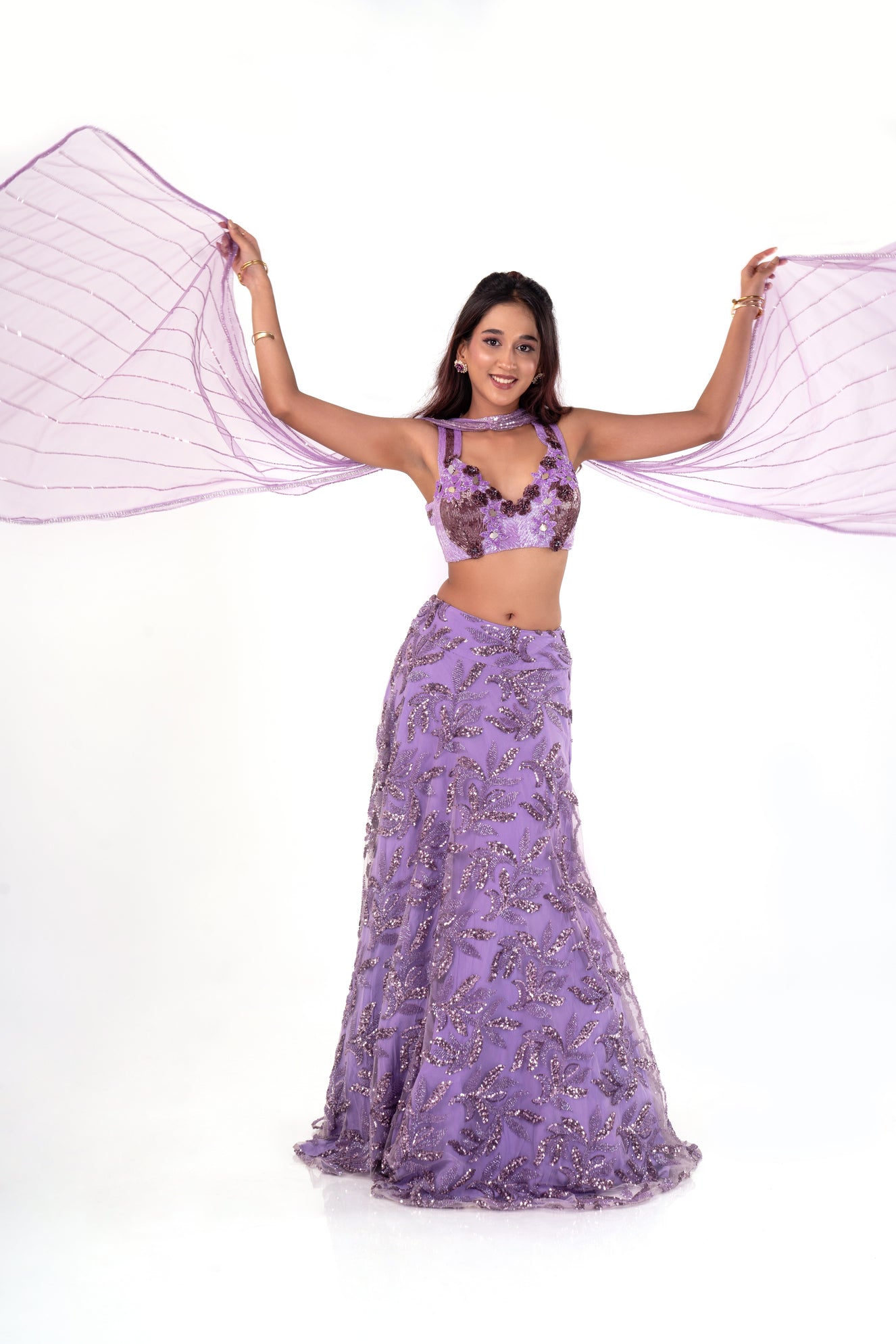 Handcrafted Purple Lehenga Set