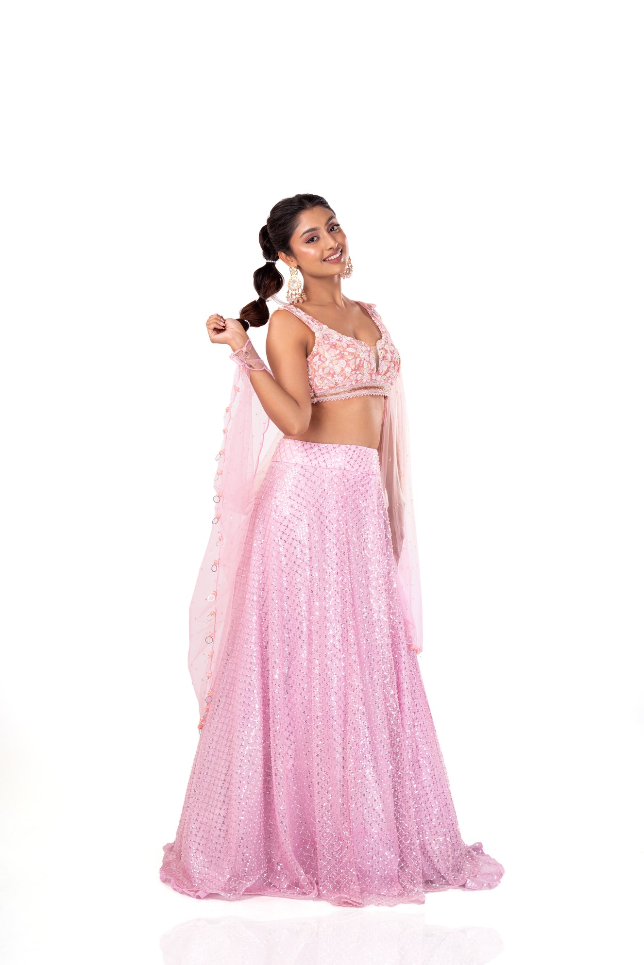 Handcrafted Pink Lehenga Set.