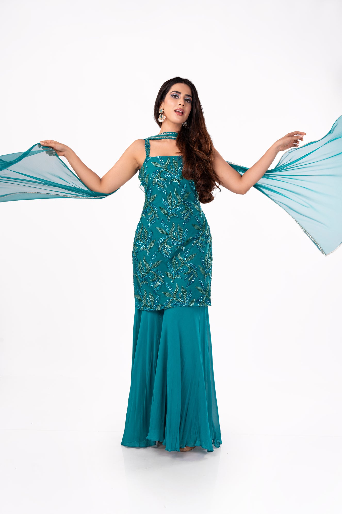 Peacock Blue Sharara Set