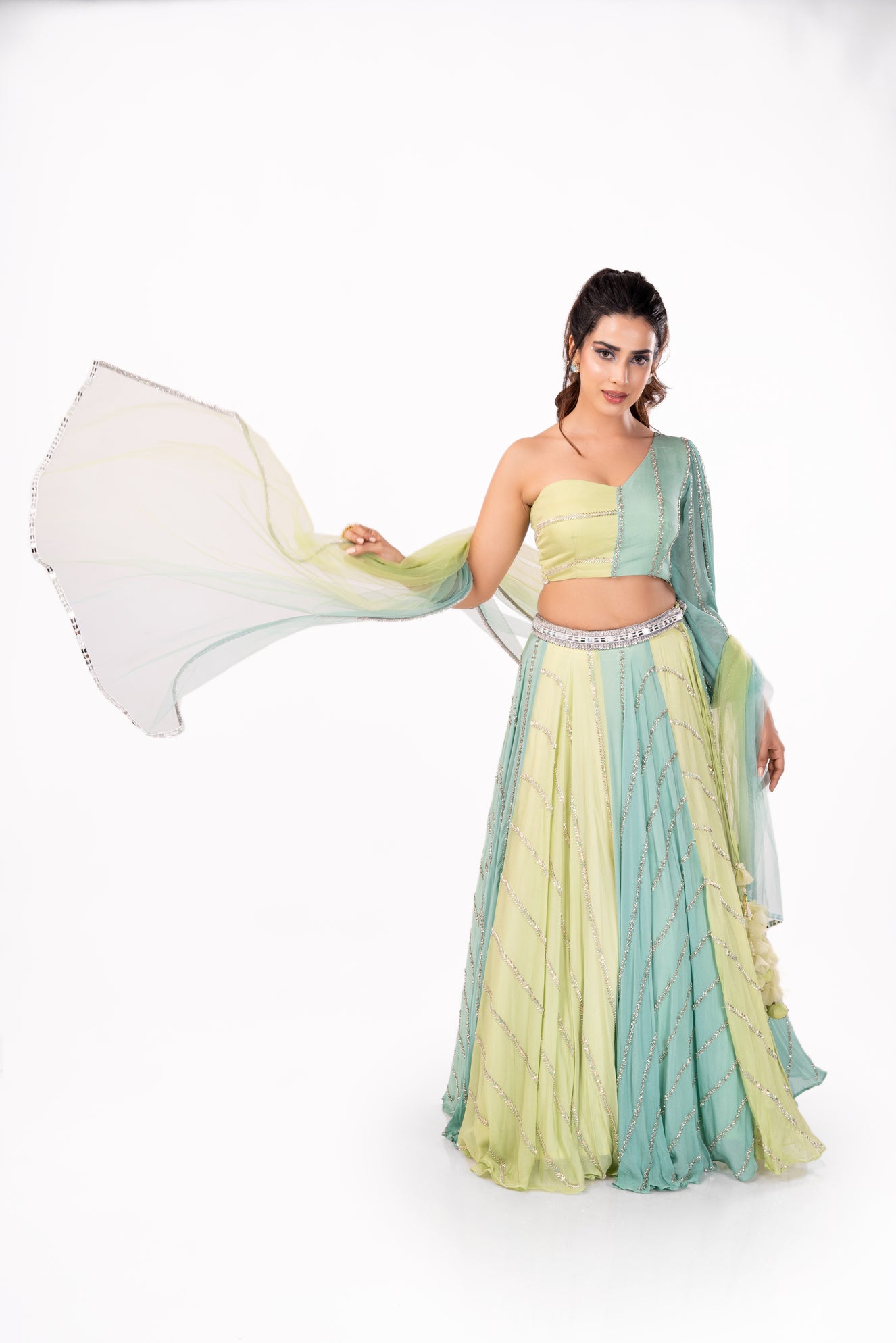 Pastel Blue-Green Lehenga Set