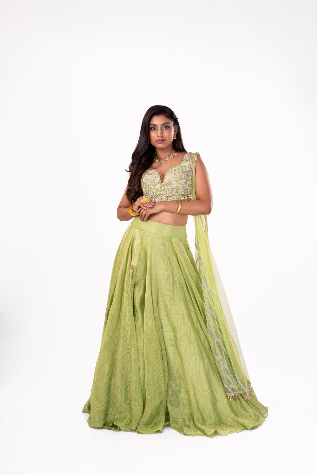 Banarasi Pastel Green Lehenga Set