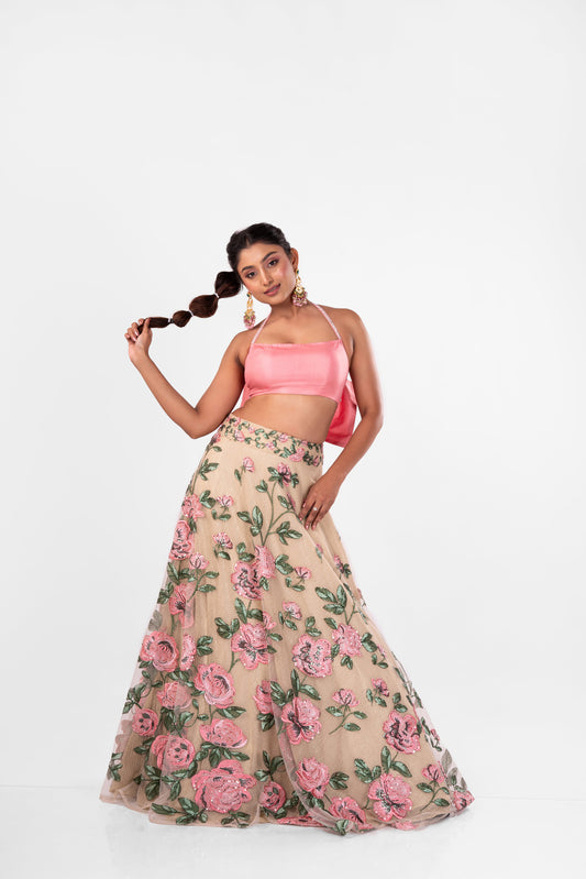 Floral Pink Lehenga Set