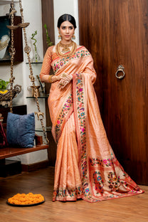 Handwoven Banarasi Silk Paithani Saree Set