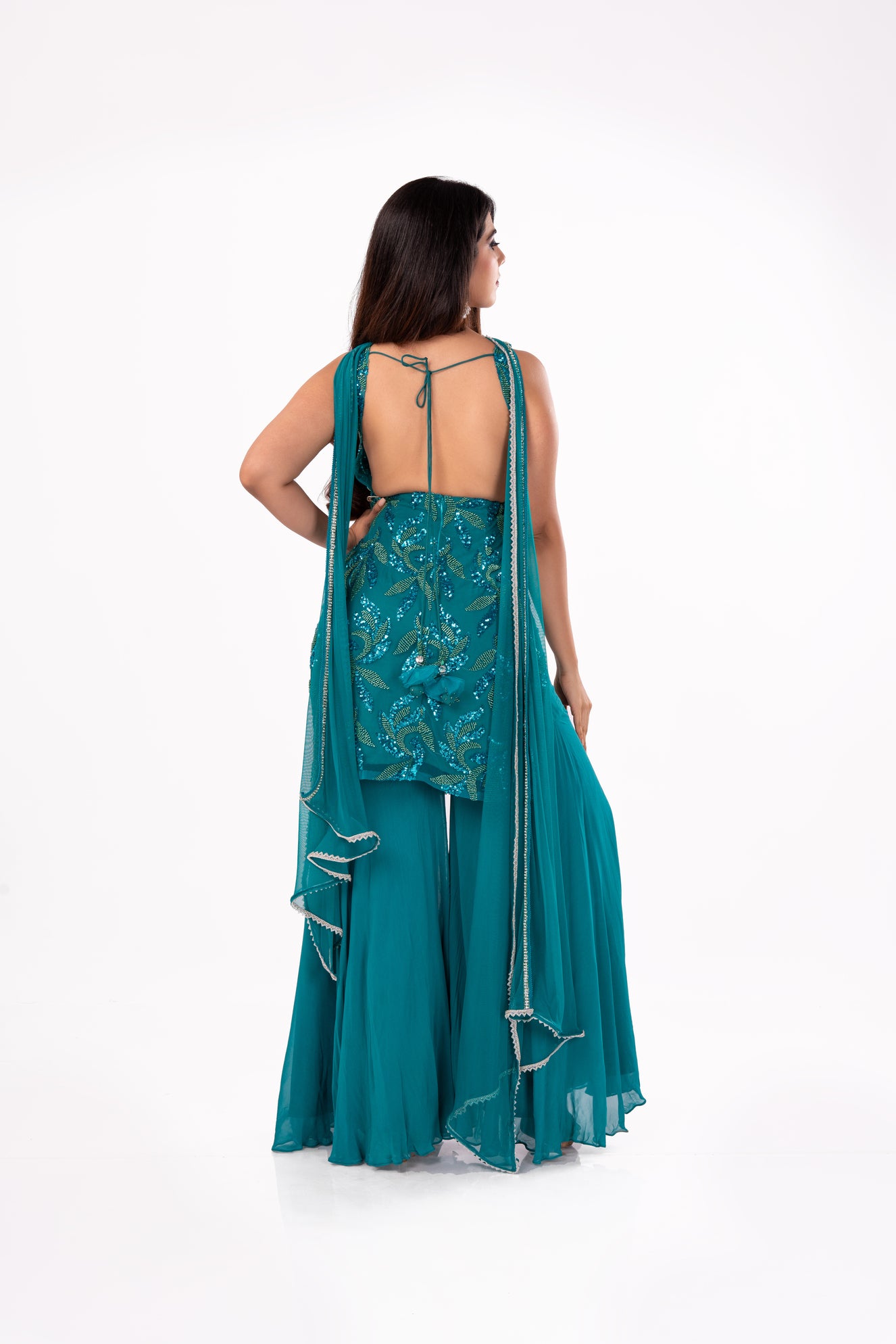 Peacock Blue Sharara Set