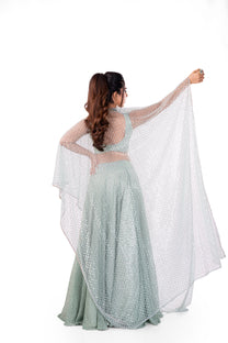 Pastel Blue Cape Set