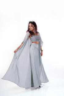 Pastel Blue Grey Jacket Set