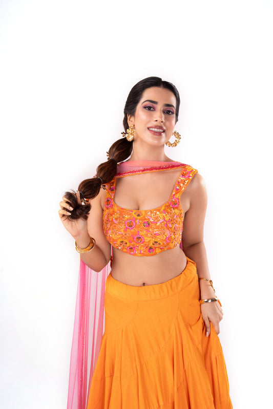 Orange Lehenga Set
