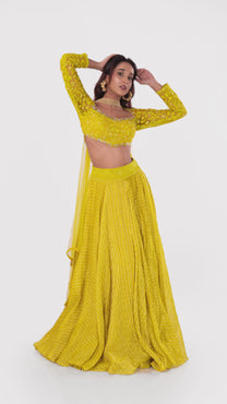 Yellow Banarasi Lehenga Set