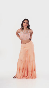 Handcrafted Peach Sharara Set