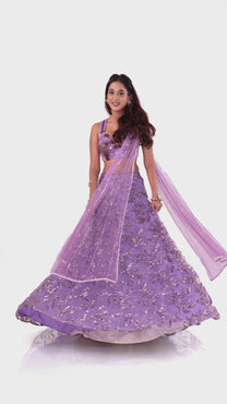 Handcrafted Purple Lehenga Set