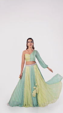 Pastel Blue-Green Lehenga Set